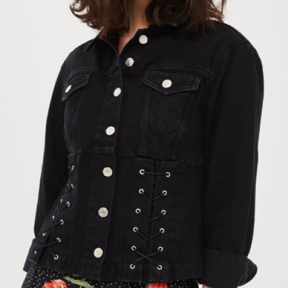Topshop Moto Denim Jacket with Corset Bottom NWOT - Picture 4 of 8